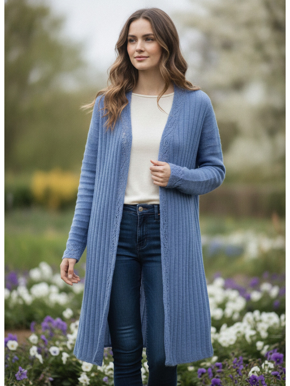 Sundance wool kid mohair duster periwinkle Open Front Knit Cardigan fairycore xl